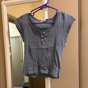 Brandy Melville Blue and white striped crop top